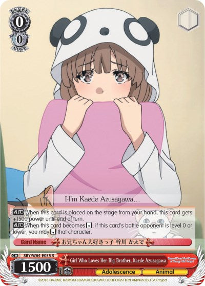 Girl Who Loves Her Big Brother, Kaede Azusagawa (SBY/W64-E055 R) - Rascal Does Not Dream of Bunny Girl Senpai