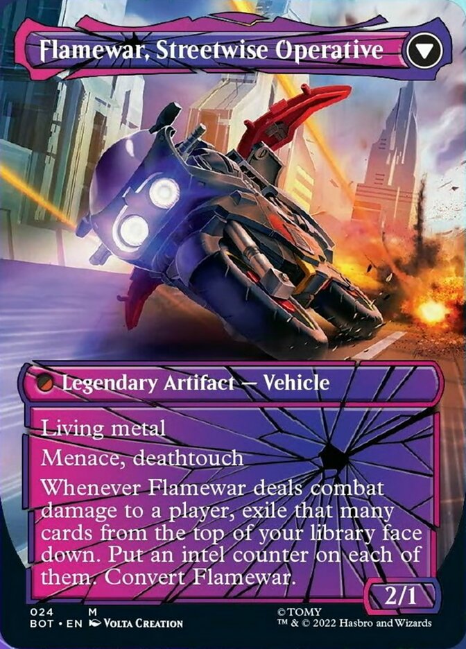 Flamewar, Brash Veteran // Flamewar, Streetwise Operative (BOT-024) - Transformers: (shatteredglass, convertdfc) (Borderless)