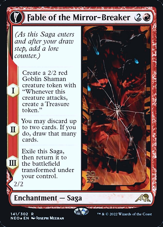 Fable of the Mirror-Breaker // Reflection of Kiki-Jiki (PRE-141S) - Kamigawa: Neon Dynasty Promos: (fandfc, enchantment) Foil