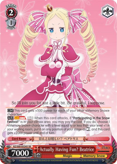 Actually Having Fun? Beatrice (SR) (RZ/S68-E024S SR) - Re:ZERO Memory Snow