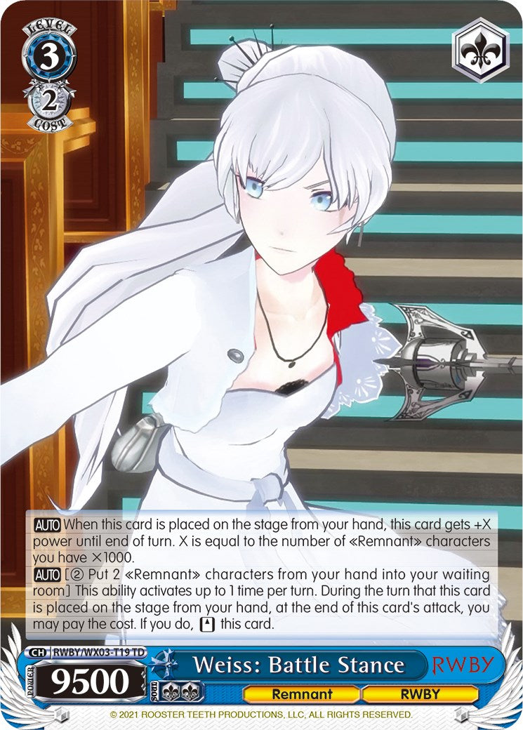 Weiss: Battle Stance (RWBY/WX03-T19 TD) - RWBY