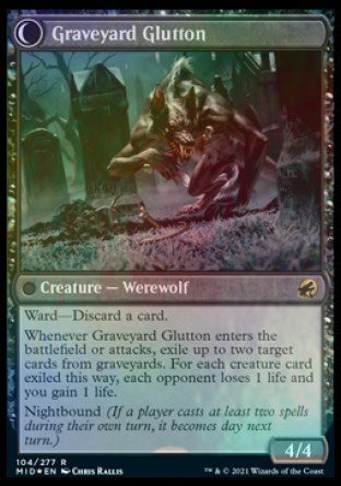 Graveyard Trespasser // Graveyard Glutton (PRE-104S) - Innistrad: Midnight Hunt Promos: (Double Faced Transform) Foil