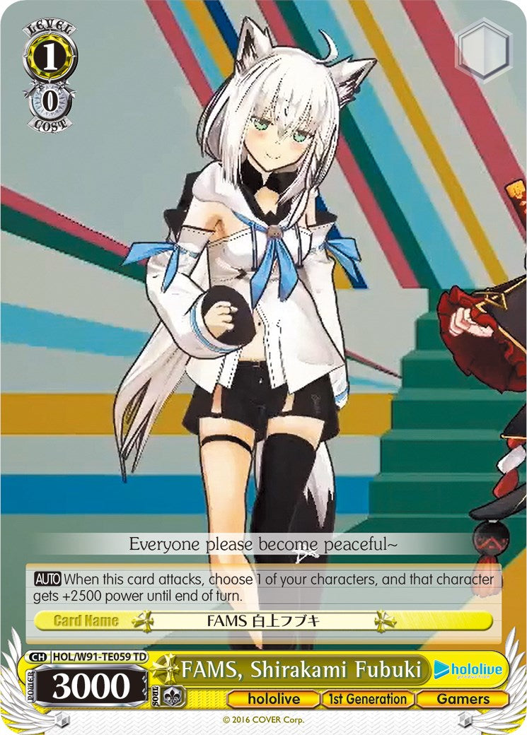 FAMS, Shirakami Fubuki (HOL/W91-TE059 TD) - hololive production