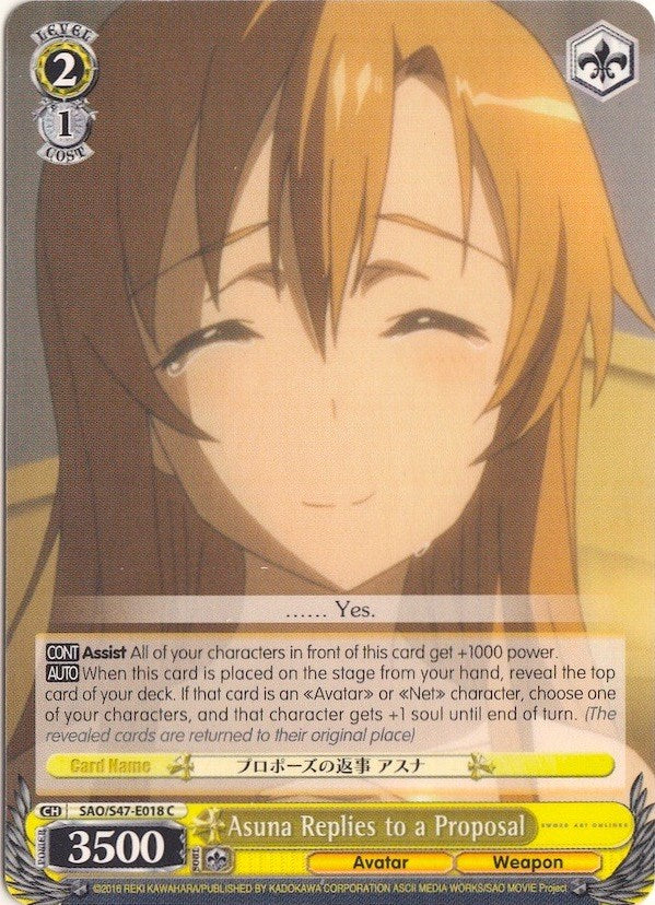 Asuna Replies to a Proposal (SAO/S47-E018 C) - Sword Art Online Re: Edit