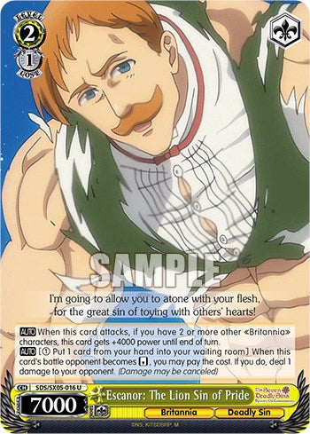 Escanor: The Lion Sin of Pride (SDS/SX05-016 U) - The Seven Deadly Sins: Revival of The Commandments