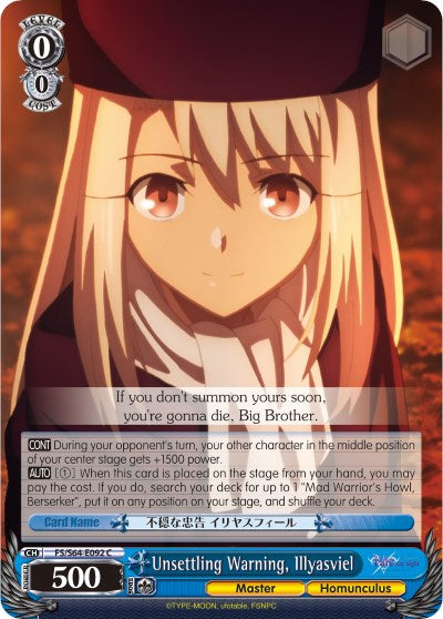 Unsettling Warning, Illyasviel (FS/S64-E092 C) - Fate/stay night [Heaven’s Feel]