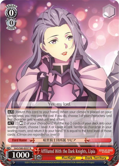 Affiliated With the Dark Knights, Lipia (SAO/S80-E057 R) - Sword Art Online -Alicization- Vol.2