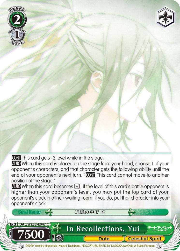In Recollections, Yui (Parallel Foil) (DAL/WE33-E047 C) - Date A Bullet