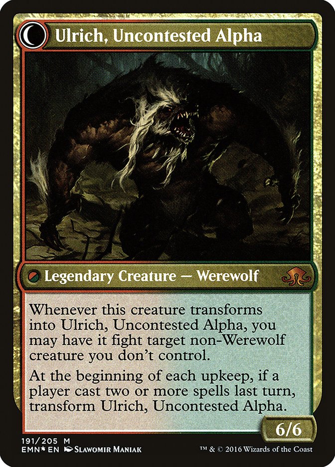 Ulrich of the Krallenhorde // Ulrich, Uncontested Alpha (PRE-191S) - Eldritch Moon Promos: (Double Faced Transform) Foil