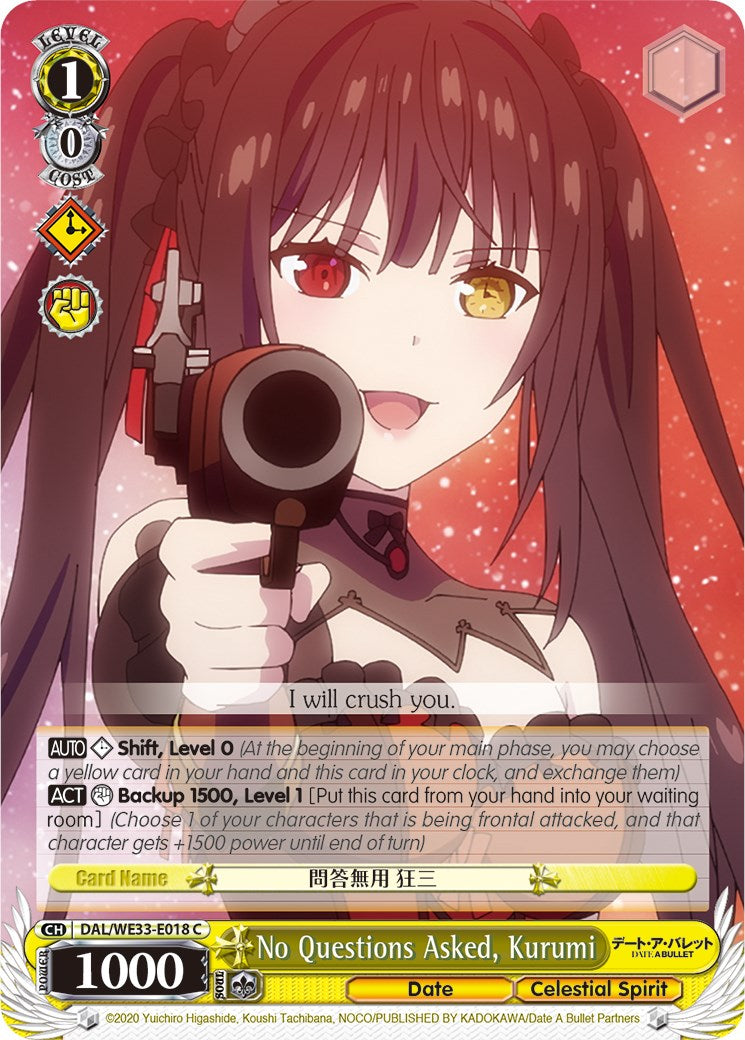 No Questions Asked, Kurumi (Parallel Foil) (DAL/WE33-E018 C) - Date A Bullet