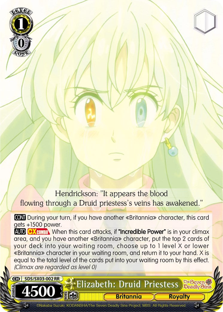 Elizabeth: Druid Priestess (SDS/SX03-002 RR) - The Seven Deadly Sins