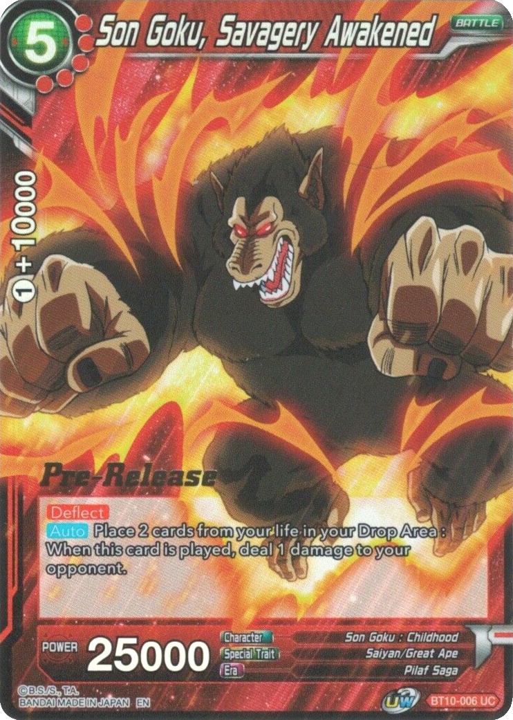 Son Goku, Savagery Awakened (BT10-006) [Rise of the Unison Warrior Prerelease Promos]