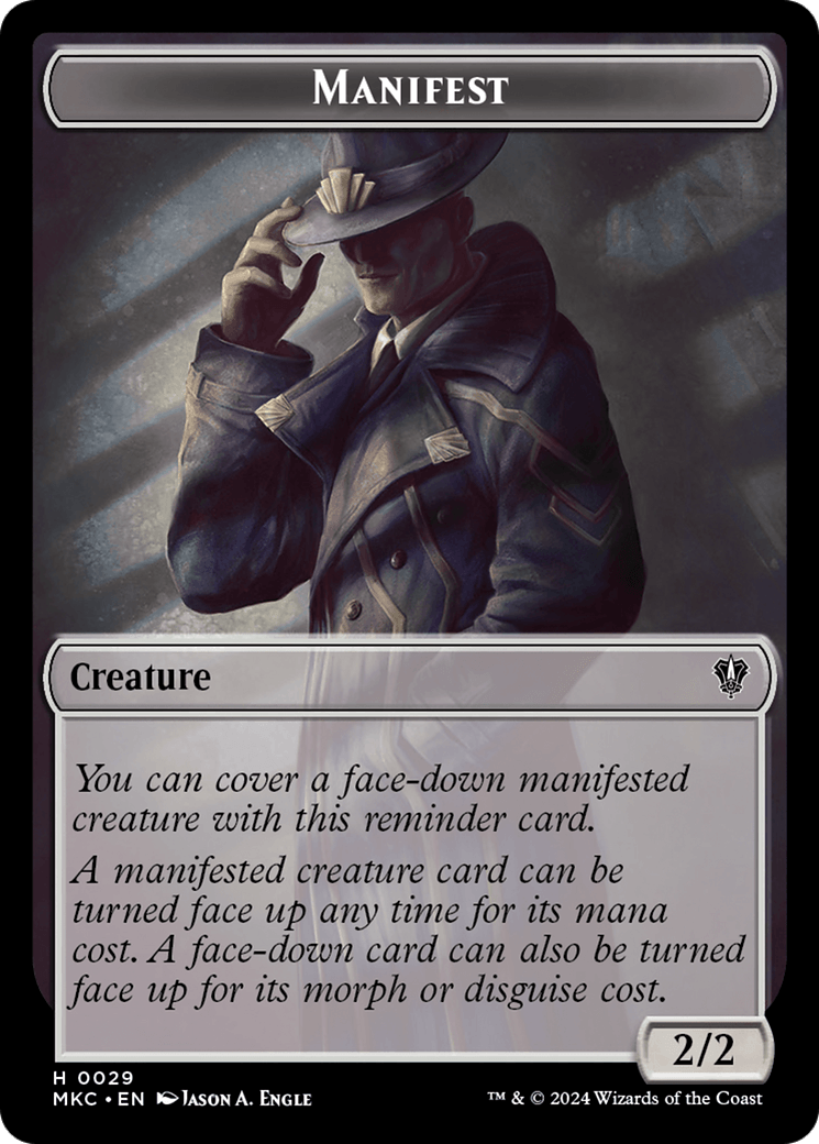 Saproling // Manifest Double-Sided Token [Murders at Karlov Manor Commander Tokens] - Josh's Cards