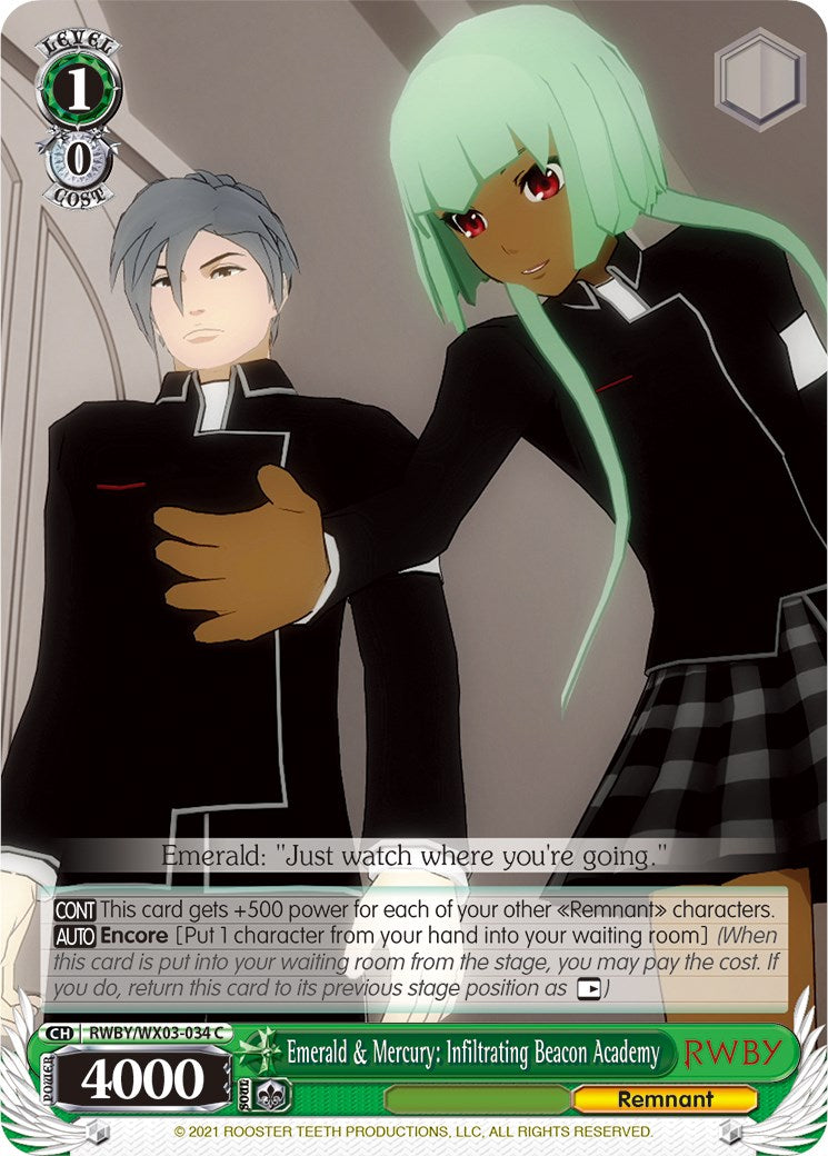 Emerald & Mercury: Infiltrating Beacon Academy (RWBY/WX03-034 C) - RWBY