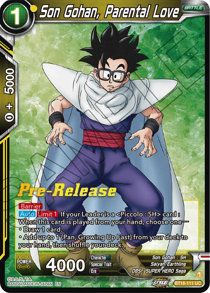 Son Gohan, Parental Love (BT18-111) [Dawn of the Z-Legends Prerelease Promos]