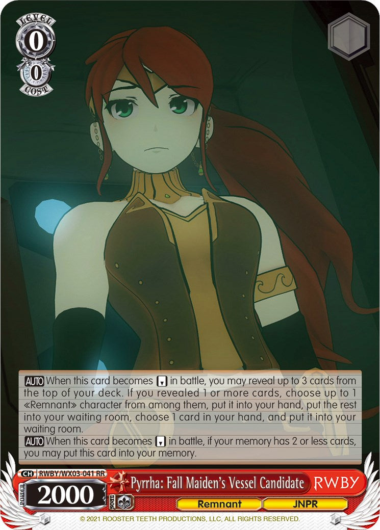 Pyrrha: Fall Maiden's Vessel Candidate (RWBY/WX03-041 RR) - RWBY