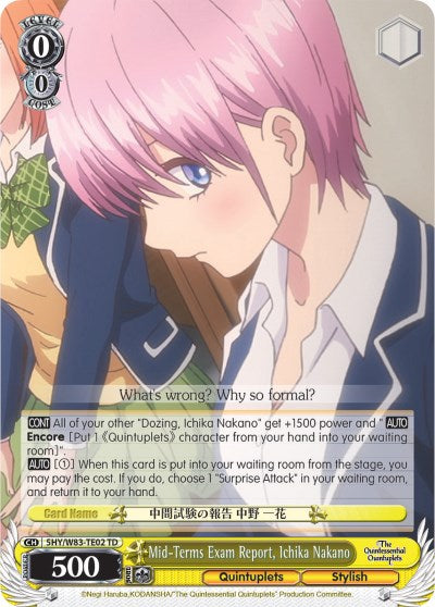 Mid-Terms Exam Report, Ichika Nakano (5HY/W83-TE02 TD) [The Quintessential Quintuplets]