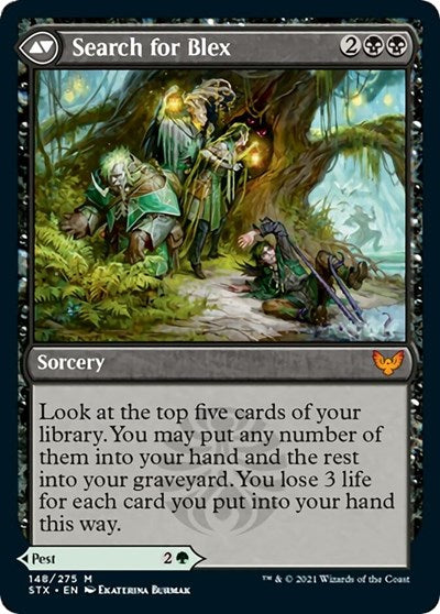 Blex, Vexing Pest // Search for Blex (PRE-148S) - Strixhaven: School of Mages Promos Foil