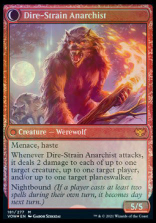 Volatile Arsonist // Dire-Strain Anarchist (PRE-181S) - Innistrad: Crimson Vow Promos: (Double Faced Transform) Foil