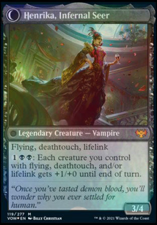Henrika Domnathi // Henrika, Infernal Seer (PRE-119) - Innistrad: Crimson Vow Promos: (Double Faced Transform) Foil