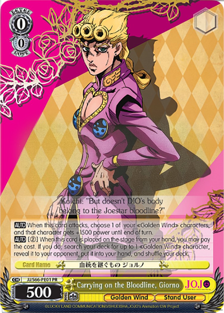 Carrying on the Bloodline, Giorno (JJ/S66-PE01 PR) - JoJo's Bizarre Adventure: Golden Wind