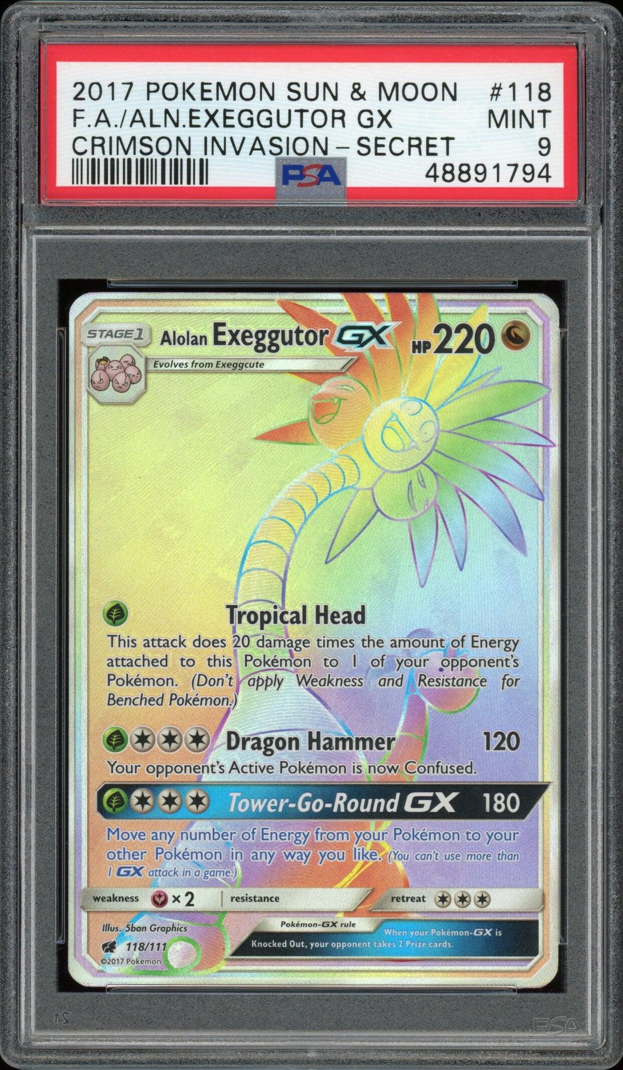 Crimson Invasion Alolan Exeggutor GX 118/111 PSA 9 - Josh's Cards