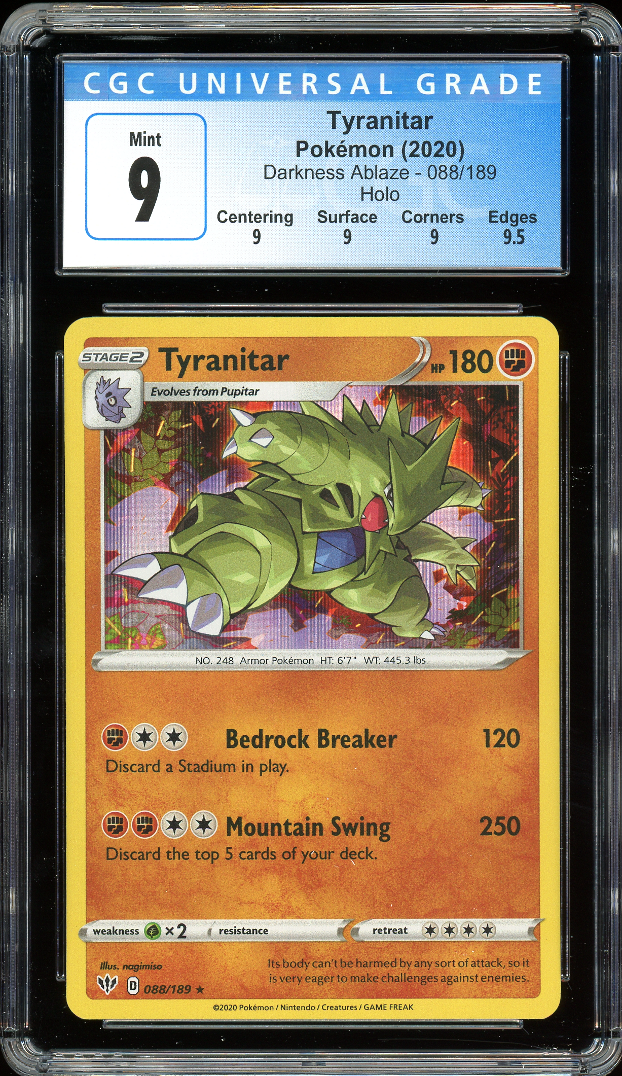 Tyranitar Darkness Ablaze 088/189 CGC 9