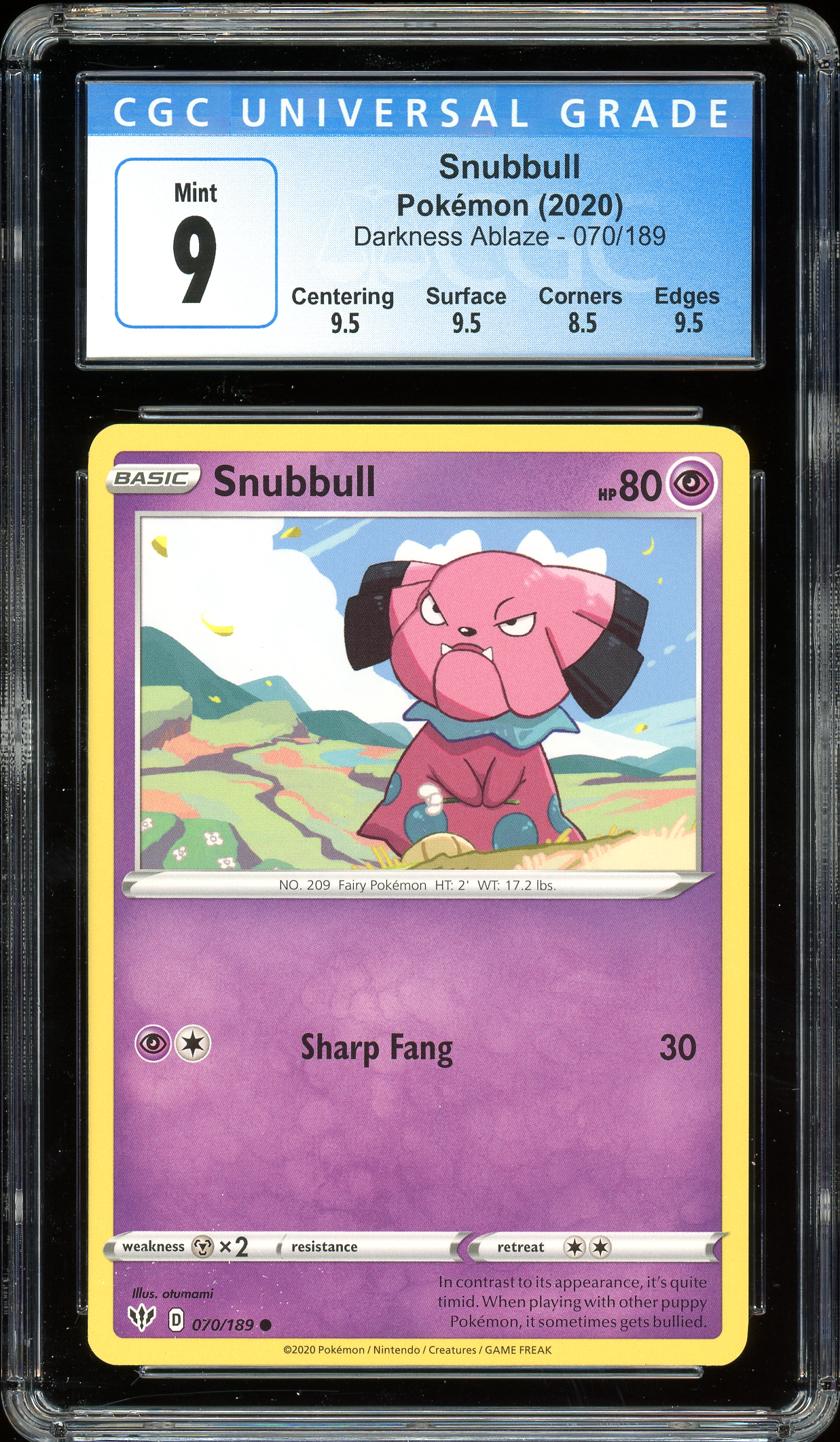 Snubbull Darkness Ablaze 070/189 CGC 9