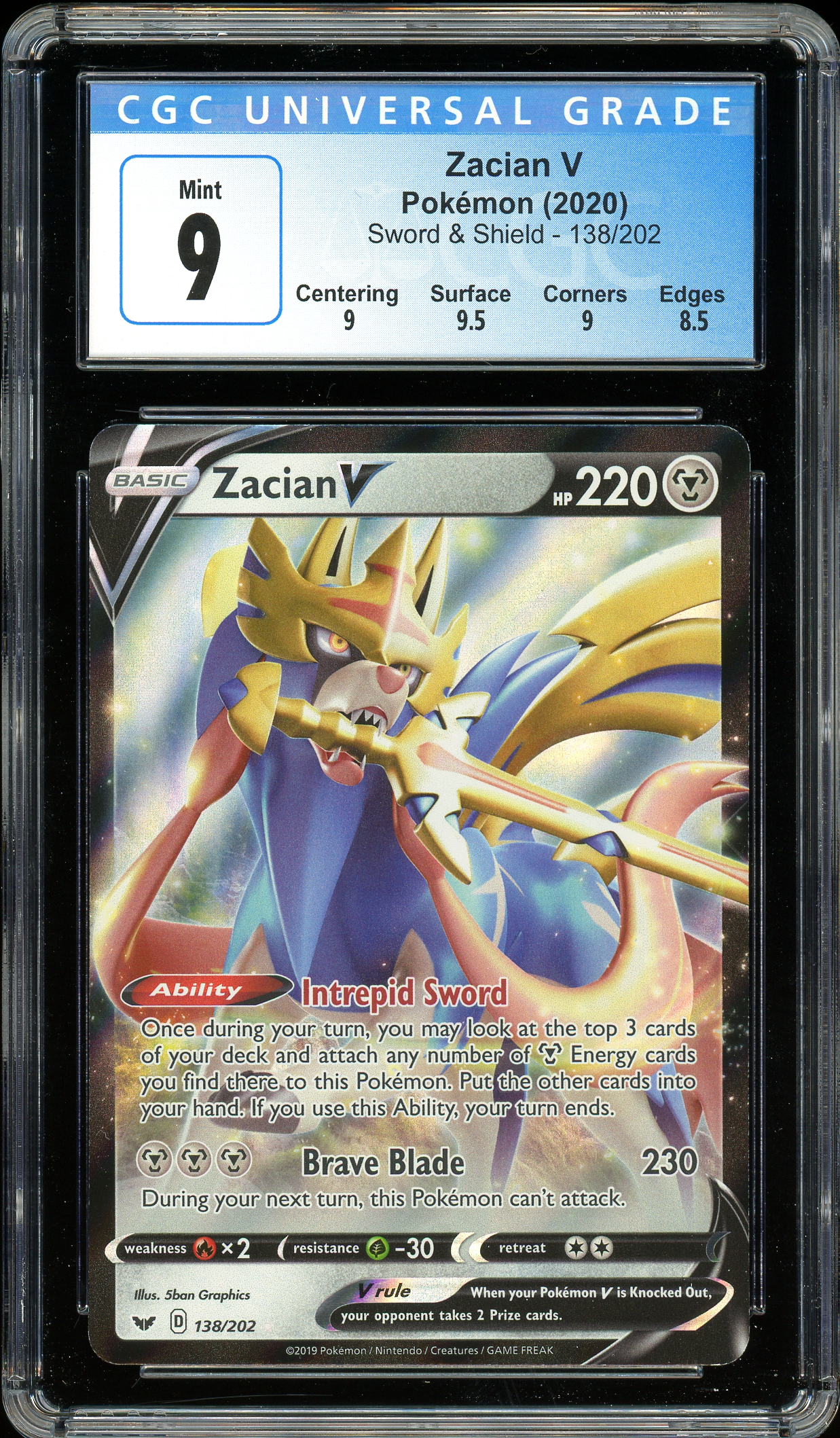 Zacian V Sword & Shield 138/202 CGC 9
