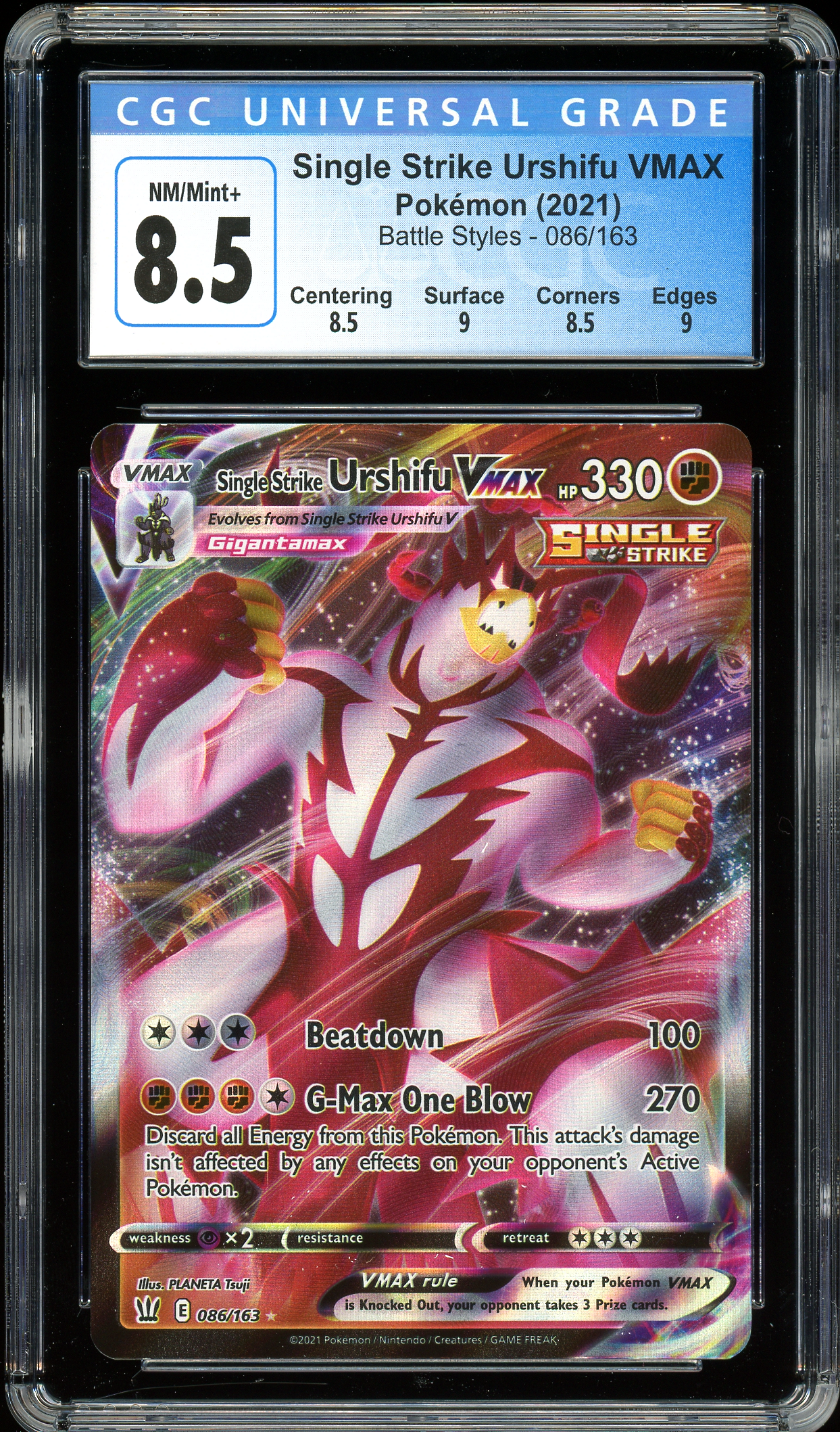 pokemon card urshifu vmax value Single Strike Urshifu VMAX Battle Styles 086/163 CGC 8.5